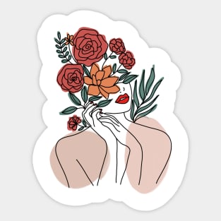 Boho Inspired Line Art Lady 2 Sticker